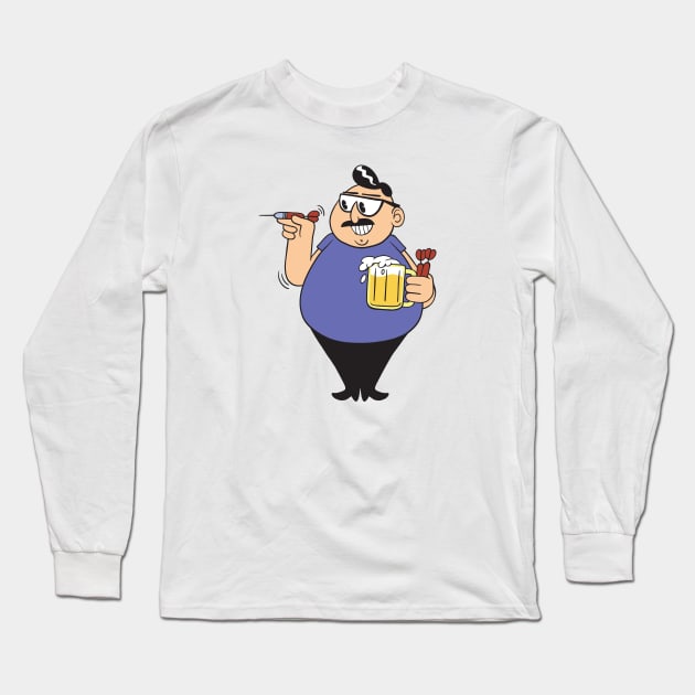 Darts Player With Beer Long Sleeve T-Shirt by JFDesign123